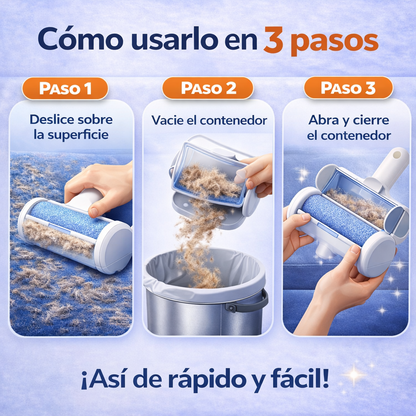 Rodillo Quitapelos para Mascotas con Luz LED – Elimina Pelo de Sofás, Alfombras y Ropa en Segundos