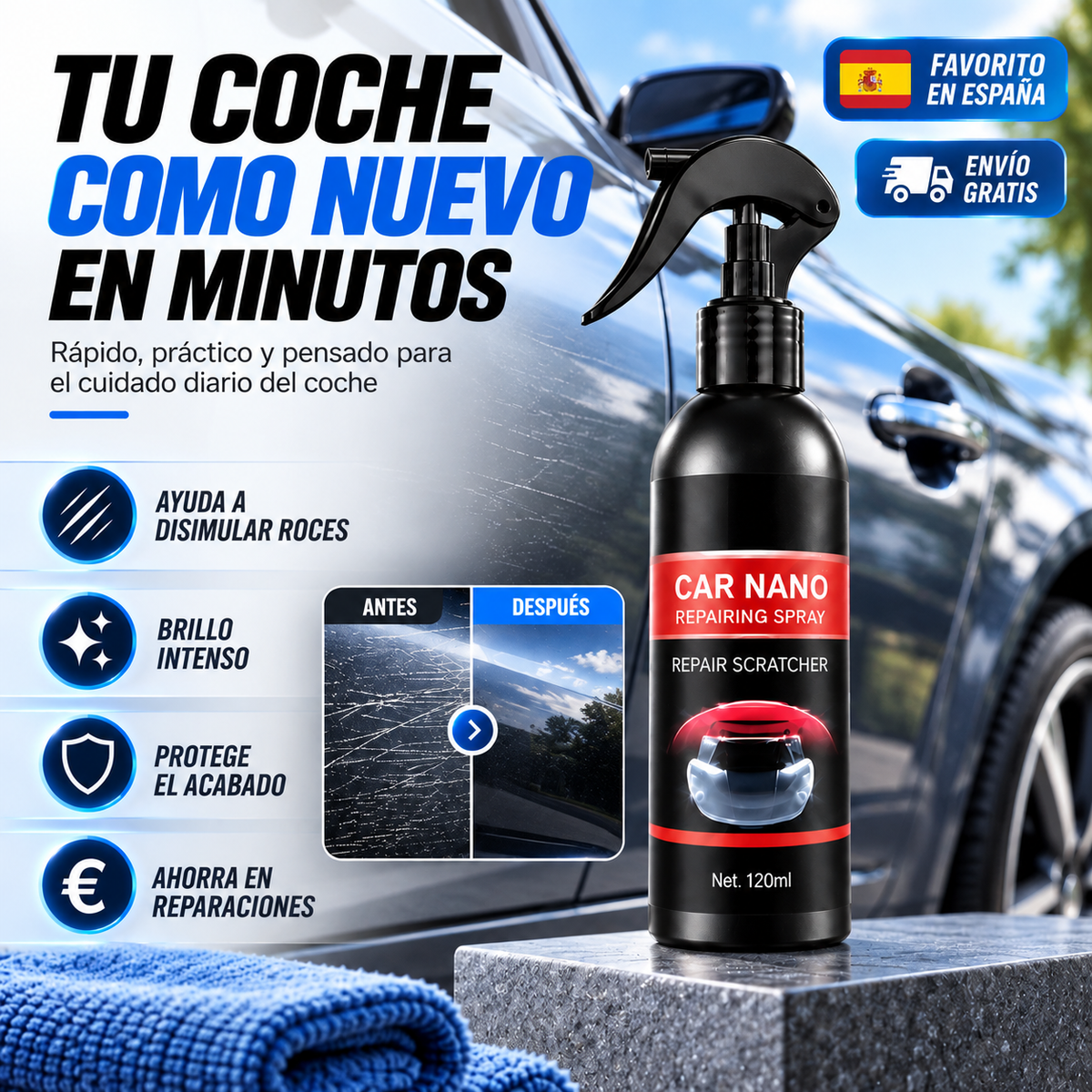 Nano Reparador Pro® – Spray Reparador de Arañazos 120 ml