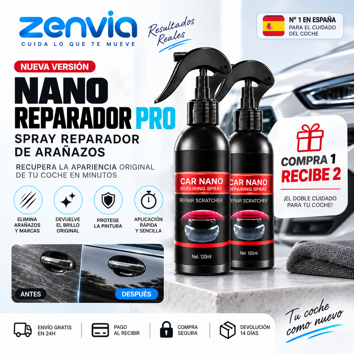 Nano Reparador Pro® – Spray Reparador de Arañazos 120 ml