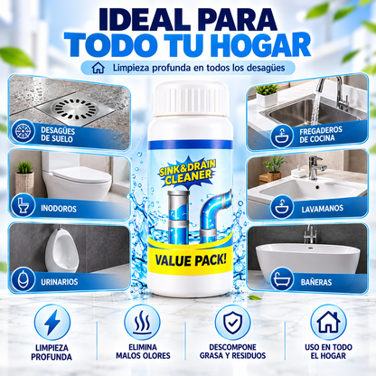 TurboDrain® | Pack Ahorro x3 – Limpiador de Tuberías y Desagües
